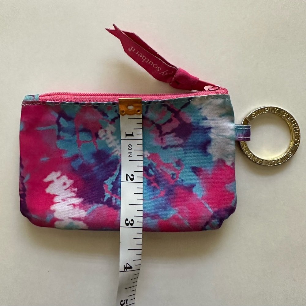 Simply Southern pink tie dye ID wallet zip case coin purse keychain double slot - Picture 8 of 9